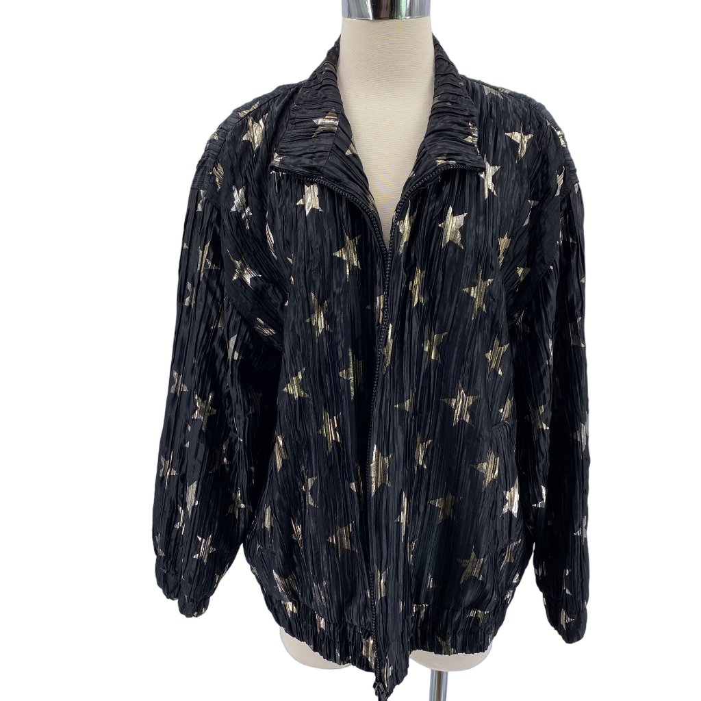 A.D.S American Designer Vintage Star Print Bomber Jacket Size 1x Vintage Gold